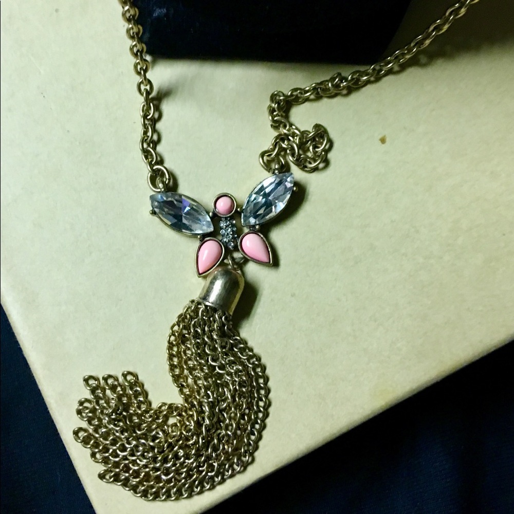 Gold Butterfly Tassel Necklace